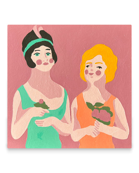 Ceramic Ladies 8" x 8" Painting