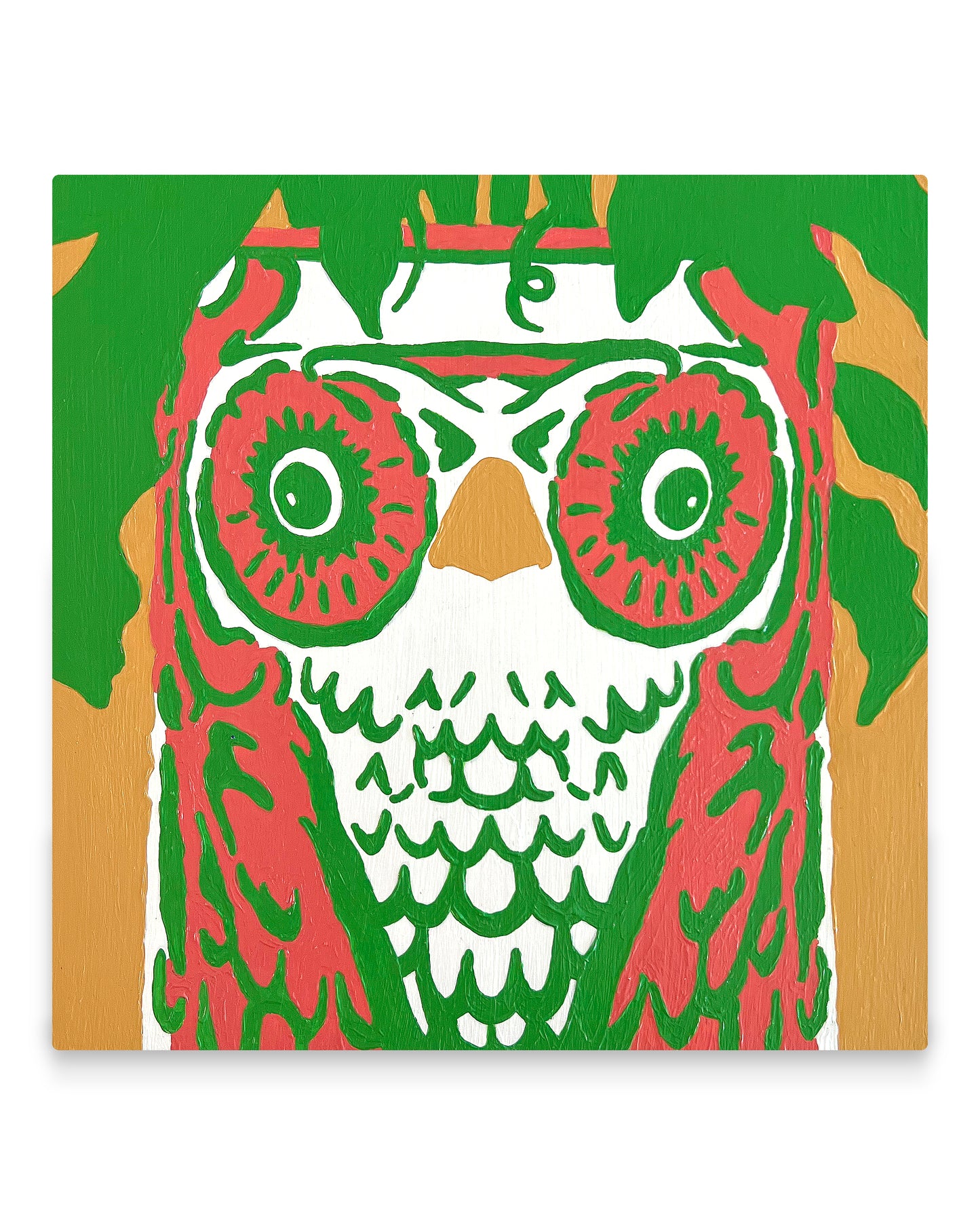 Vintage Italian Owl Planter 8" x 8" Painting