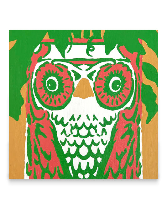 Vintage Italian Owl Planter 8" x 8" Painting