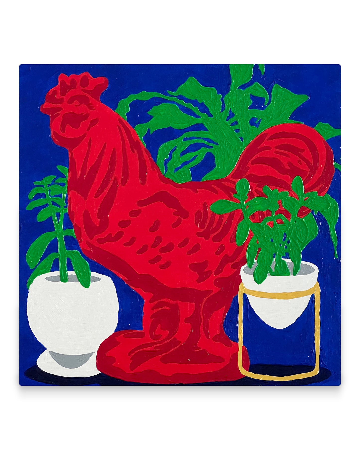 Ceramic Rooster Statue 8" x 8" Painting